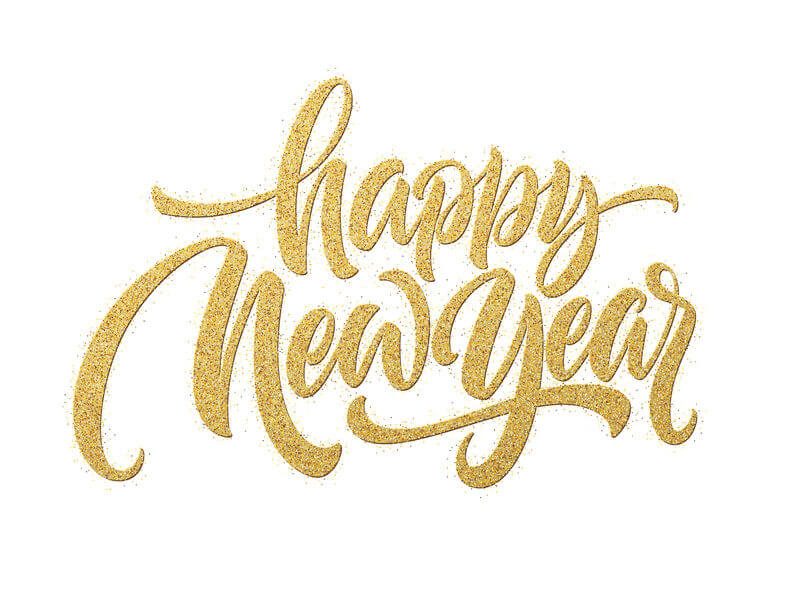 gold lettering that says happy new year