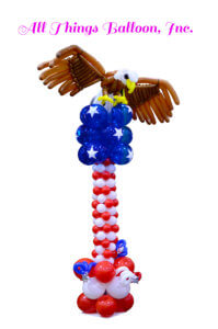 Balloon column - red, white, blue with eagle as topper